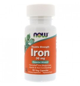 Now Iron Double Strength — Железо двойная сила 36 мг, 90 капсул