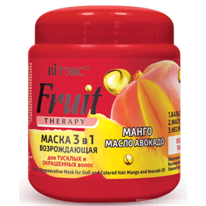 Витэкс Fruit Therapy Маска возрождающая 3в1 д/тускл.и окраш.вол.Манго и мас.Авокадо (450мл).18