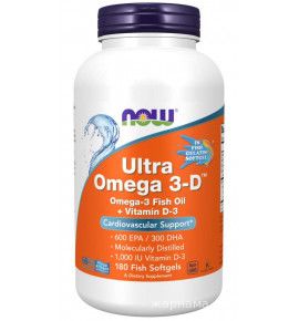 Now Ultra Omega-3 Vitamin-D Ультра омега-3 Витамин-D БАД 180 желатиновых капсул