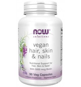 NOW Hair, skin & nails (Vegan) - Дермал Клиникал Комплекс, 90 капсул - БАД