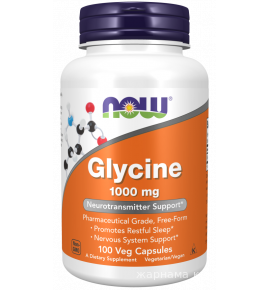 NOW Glycine - Глицин 1000 мг, 100 капсул - БАД