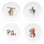 Набор из 4-х фарфоровых закусочных тарелок Забавная фауна, 20 см, белый/декор, серия Wrendale Designs, Royal Worcester