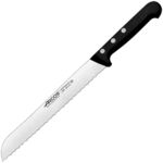Нож для хлеба из прокатной высокоуглеродистой нержавеющей стали, 20 см, пластиковая рукоять, черный, серия Universal, Arcos