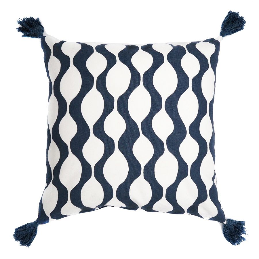 Чехол для подушки Traffic с кисточками серо-синего цвета из коллекции Cuts&Pieces