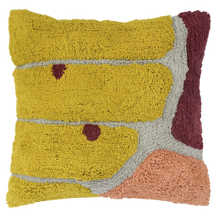 Чехол на подушку с рисунком Tea plantation горчичного цвета из коллекции Terra