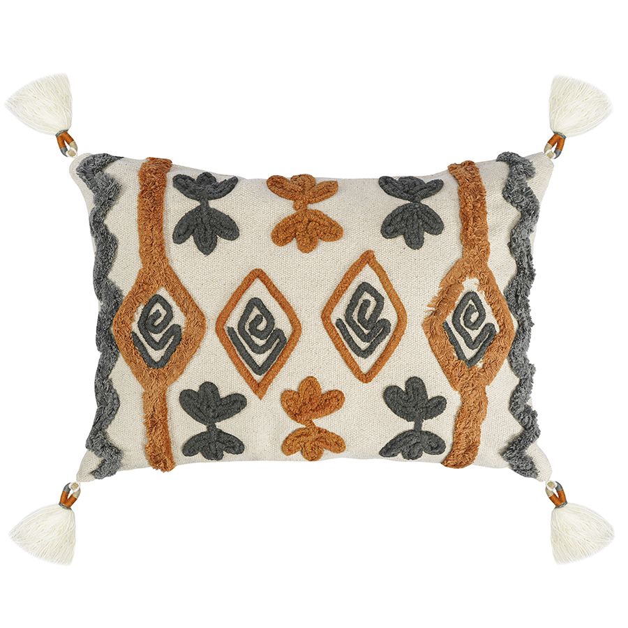 Подушка декоративная с бахромой и вышивкой Abstract play из коллекции Ethnic