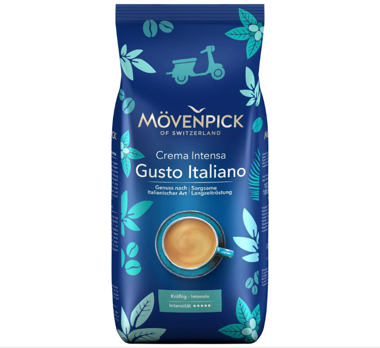 Кофе MOVENPICK CAFFE CREMA GUSTO ITALIANO Зерно 1000 гр., 90% Арабика 10% Робуста (Закончился срок годности 03/2024)