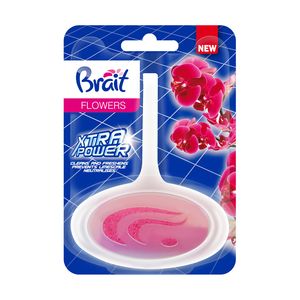 Блок-корзинка Туалетный BRAIT FLOWERS Xtra Power, устранение грязи и запахов, аромат Цветочный (40 гр)