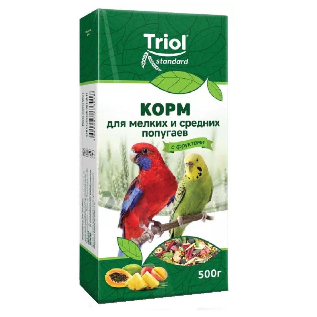 Корм для мелких и средних попугаев TRIOL с фруктами 500г