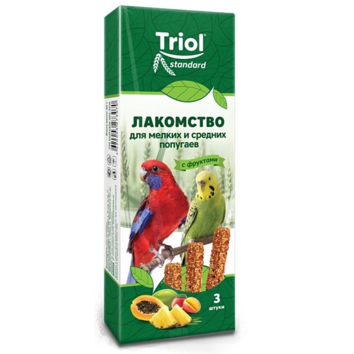 Лакомство для мелких и средних попугаев TRIOL с фруктами 3шт