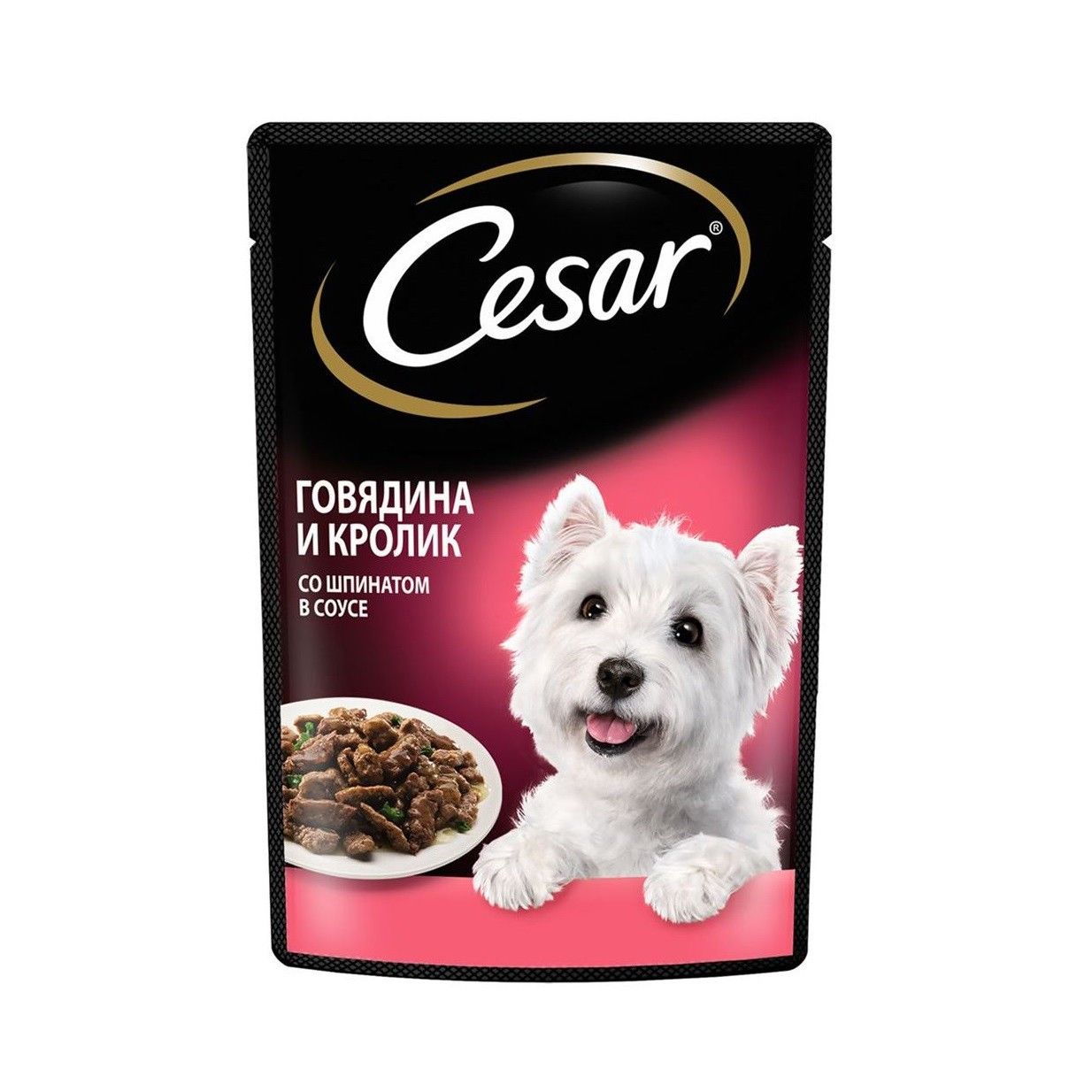 Корм для собак CESAR, говядина, кролик, шпинат, 85 г