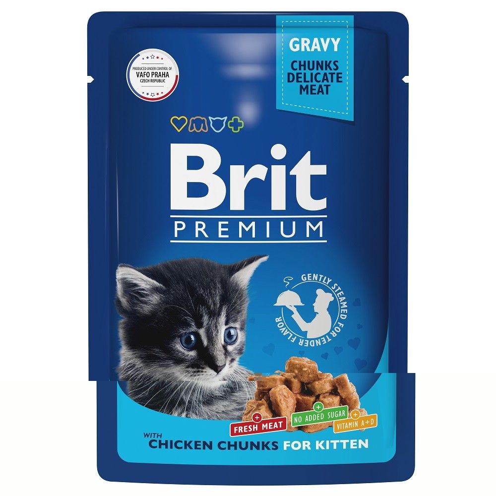 Пауч BRIT Premium для котят цыпленок в соусе, 85г