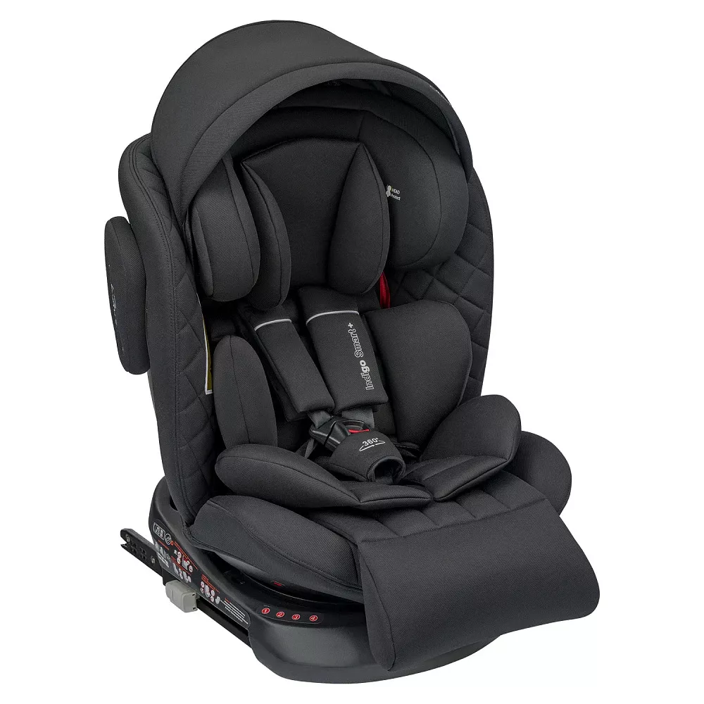 Автокресло INDIGO SMART+ Isofix, капюшон, подножка, 0+1+2+3 (0-36 кг)