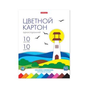 Цветной картон на клею , А4, 10 листов, 10 цветов, игрушка-набор для детского творчества