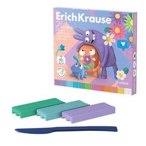 Пластилин классический ErichKrause Jolly Friends Pastel Bloom 12 цветов со стеком, 216 г (в коробке 12 шт), ассорти