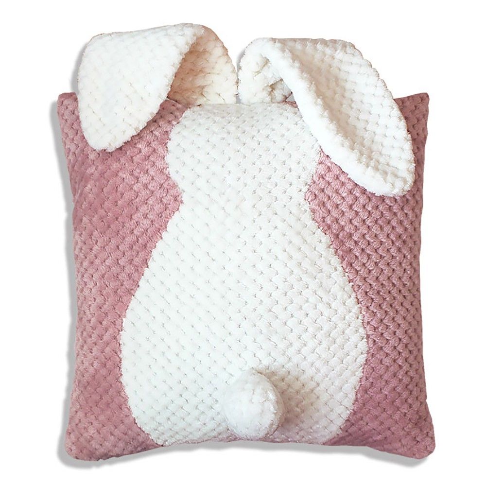 Подушка декоративная Кролик, 40х40 см, розовый, велсофт