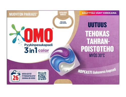 Капсулы для стирки цветного белья Omo Pyykinpesukapseli 3 in 1 color 26 шт