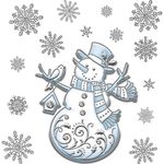 Наклейка новогодняя Снеговик и снежинки, 18х17,5см