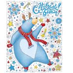 Новогоднее оконное украшение Танцующий мишка, 30х38 см, с глиттером, с раскраской на картонной подложке