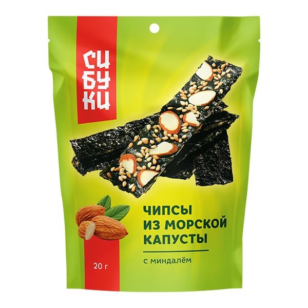 Чипсы из морской капусты Sibuki с миндалём, 25 г