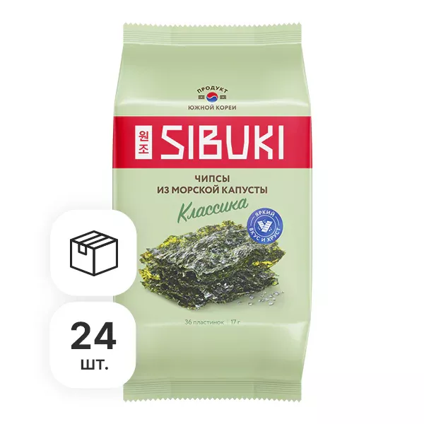 Чипсы из морской капусты Sibuki Классика, 17 г х 24 шт