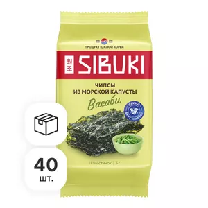 Чипсы из морской капусты Sibuki Васаби, 5 г х 40 шт