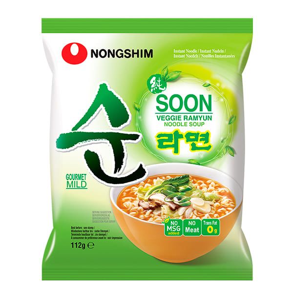 Лапша быстрого приготовления Soon Veggie овощная Nongshim, пачка 112 г