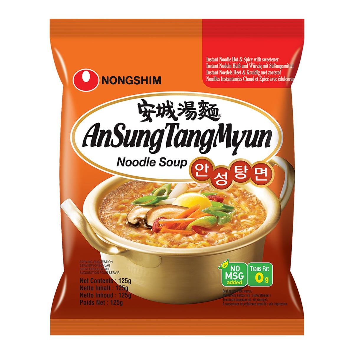 Лапша быстрого приготовления Ансонг Танмён Nongshim, пачка 125 г