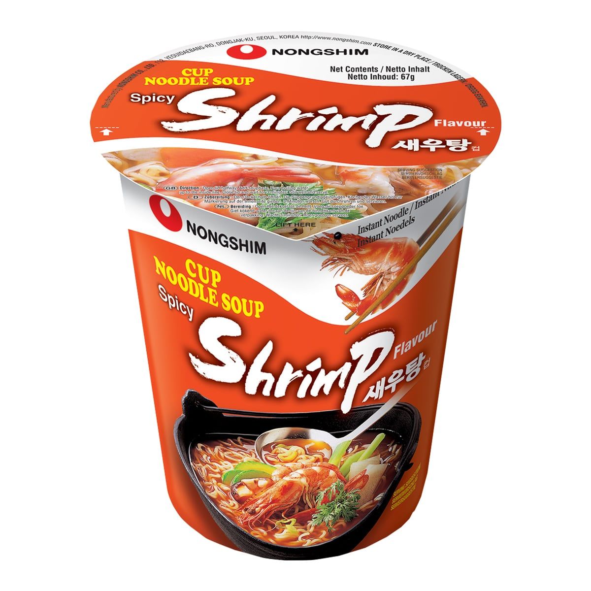 Лапша быстрого приготовления креветочная Nongshim, стакан 67 г