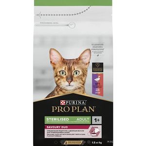 Pro Plan Sterilised Корм с уткой и печенью для стерилизованных котов и кошек 1,5 кг