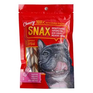 Chewy Snax Лакомство Палочки из жил крученые двухцветные для собак мелких пород S 60 гр