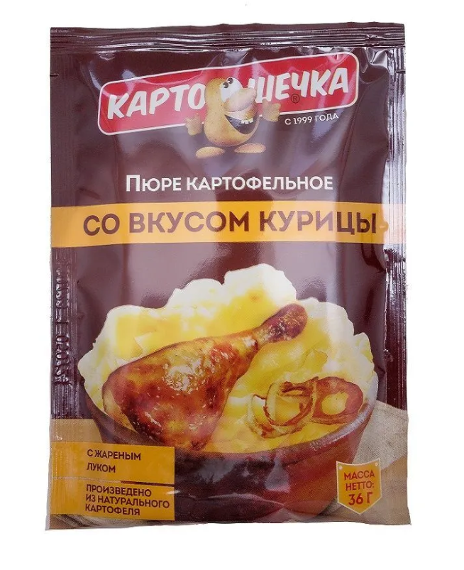 КАРТОШЕЧКА Пюре картофельное ПАКЕТ СО ВКУСОМ КУРИЦЫ 36г